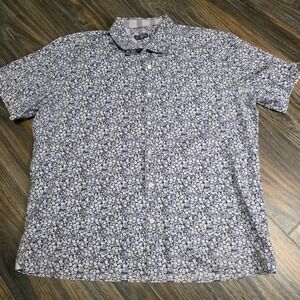 VAN HEUSEN Mens XXL Floral Print Short Sleeve Button Down Shirt Casual